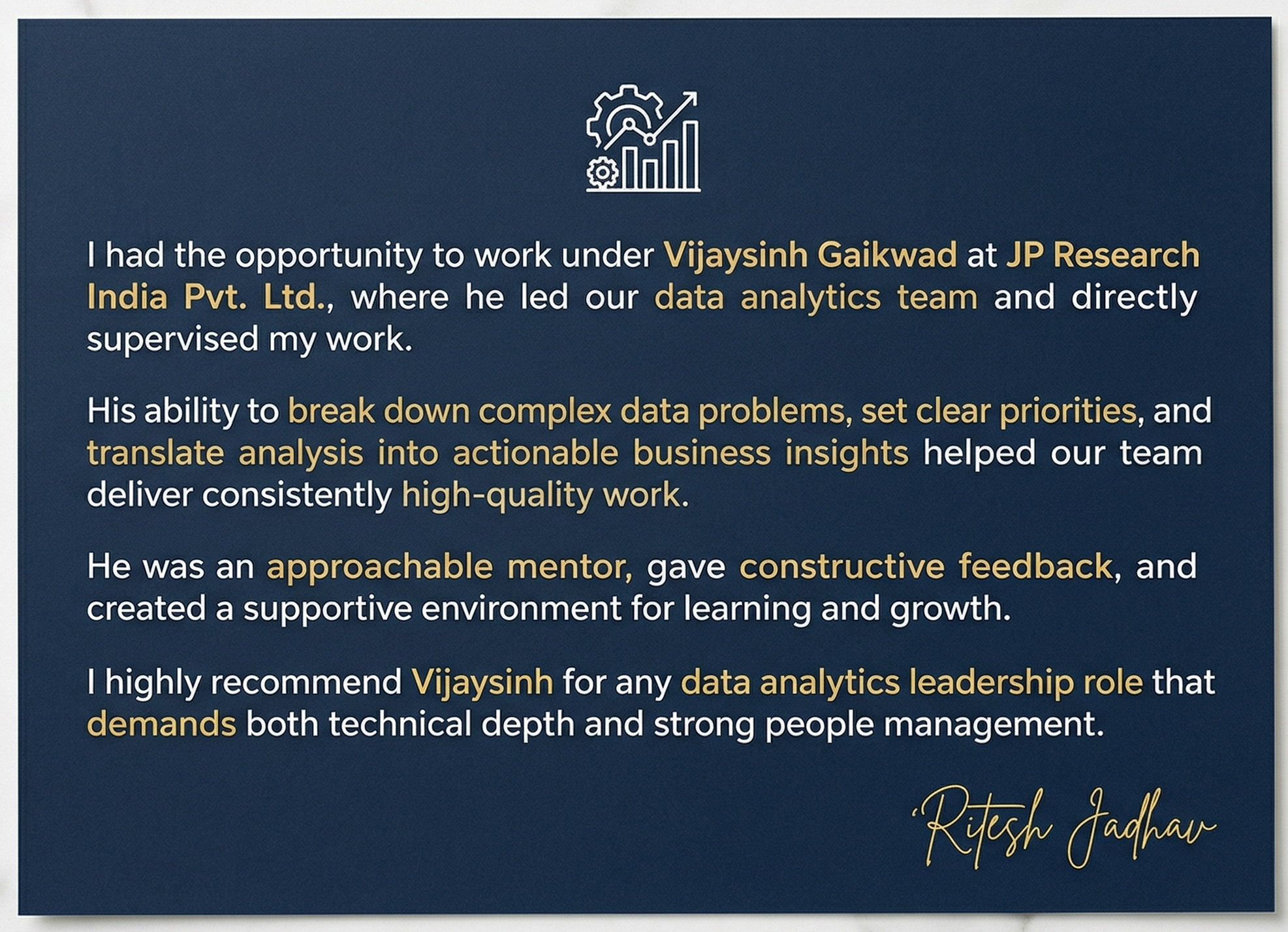 Feedback — Ritesh Jadhav
